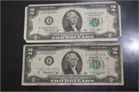 Lot of 2 Bicentennial $2.00 Notes