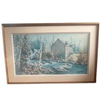 Large Framed Painting on Board "Chicoutimi"