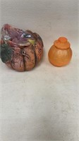 Pumpkin planter , pumpkin glass pot