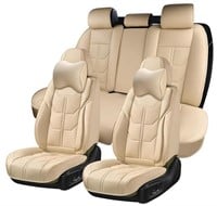5pc Universal Leather Seat Covers - Beige