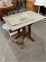 Antique Victorian Marble Top Project Table
