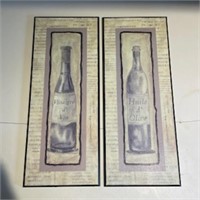 Pair Art Wall Art Pictures on Wood  20" x 8"