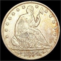 1854 Arws Seated Liberty Half Dollar NEARLY