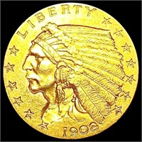 1908 $2.50 Gold Quarter Eagle CLOSELY