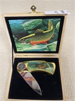 Collector series trout knife in wooden display