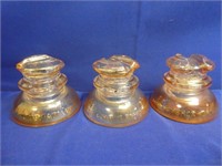 (3) Pyrex Carnival Marigold Glass Insulators