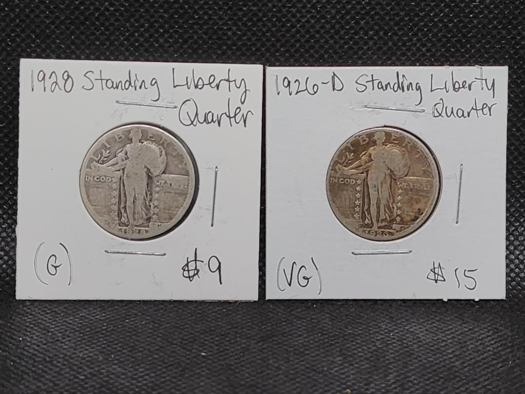 1926 D & 1928 Standing Liberty Quarters