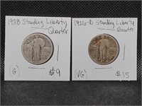 1926 D & 1928 Standing Liberty Quarters