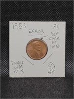 1953 "Error" Lincoln Wheat Penny