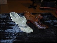 (2) Art Glass Fenton Type Shoes