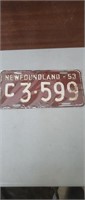 1953 Commercial Newfoundland Plate.