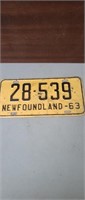 1963 Newfoundland Plate.