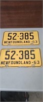Set 1963 Newfoundland Plates.