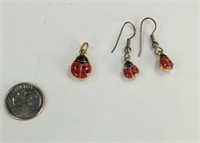 LAIDY BUG PENDANT AND EARRING