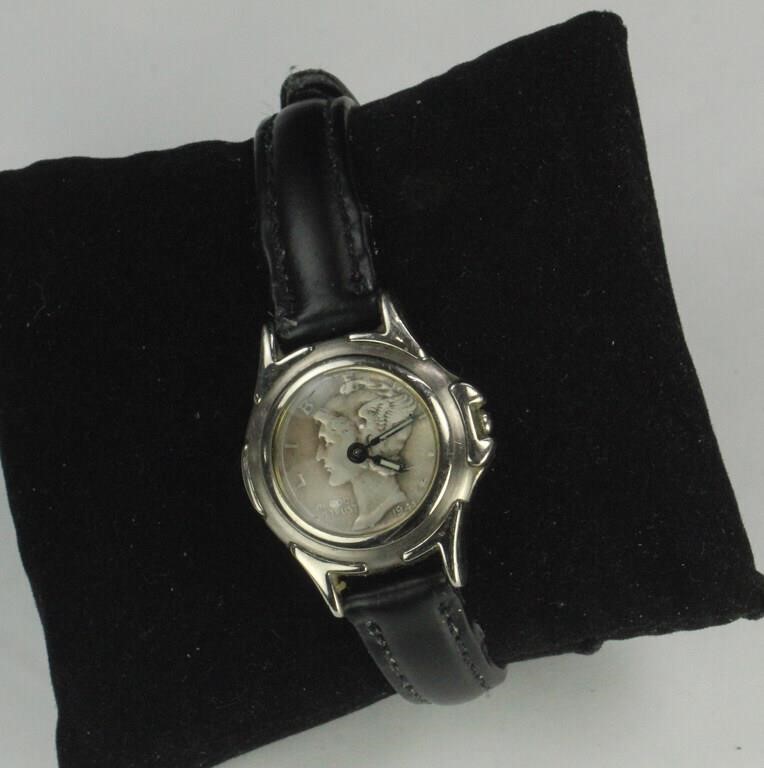 1942 LIBERTY DIME DIAL AND LEATHER WATCH
