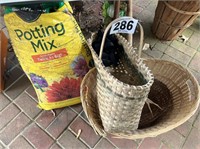 Bag Of Potting Soil & Baskets(Patio)