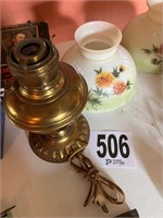 Vintage Brass Lamp With Hand Painted Shade(Room