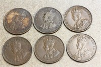 Lot of 6 Australian One Penny