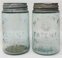 2 Antique Pint Maltese Mason Fruit Jars