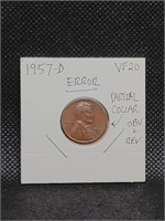 1957 D "Error" Lincoln Wheat Penny