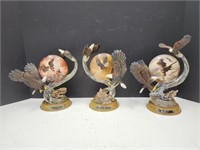 Set of 3 Eagle Statues 9.5" H