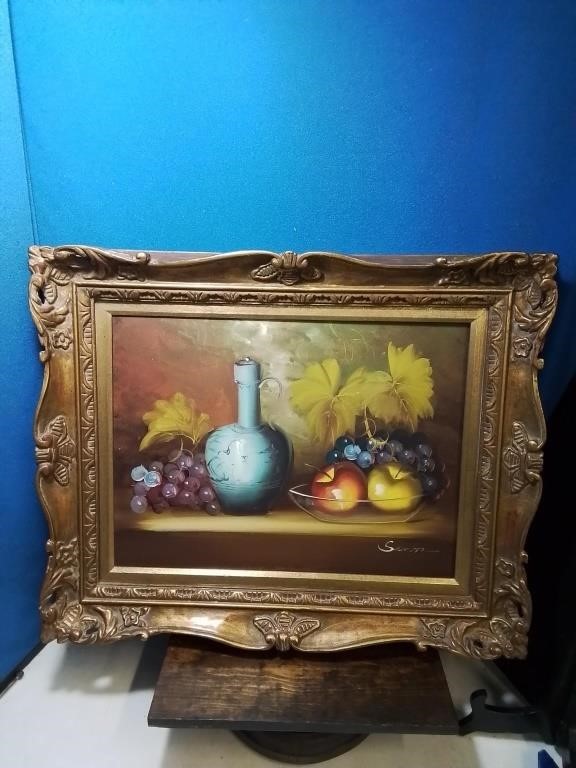 Fruit still life oil painting on canvas Ornate