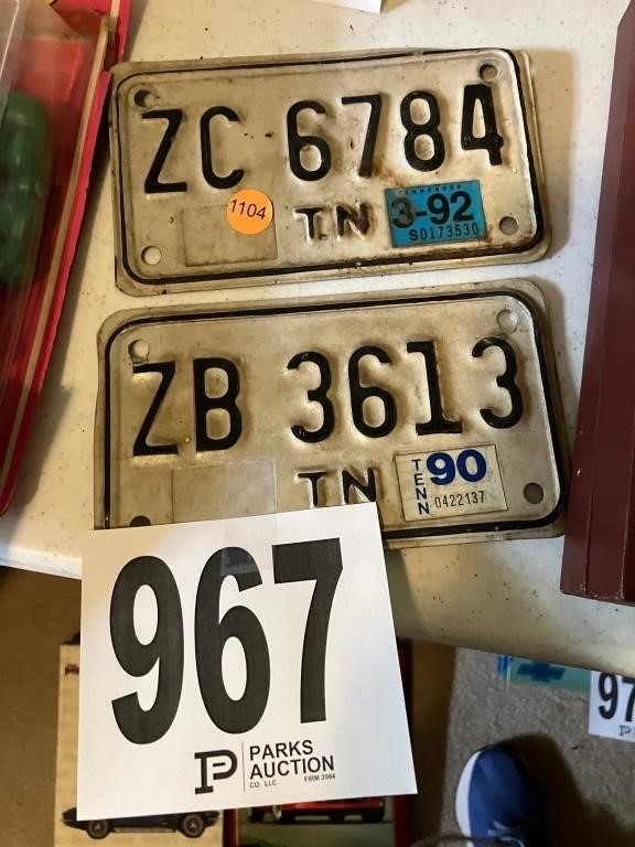 2 Vintage Motorcycle License Plates(Room  7)