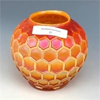 Dugan Peach Opal Honeycomb Rosebowl