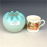 Vintage Cased Rosebowl & Porcelian Mug Lot