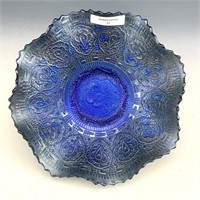 Fenton Blue Persian Medallion Ruffled Bowl
