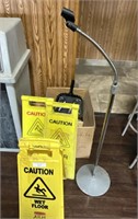 3 wet floor signs and misc items