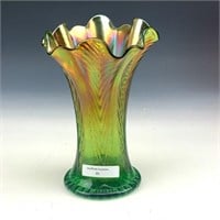 Fenton Green Feathers Vase