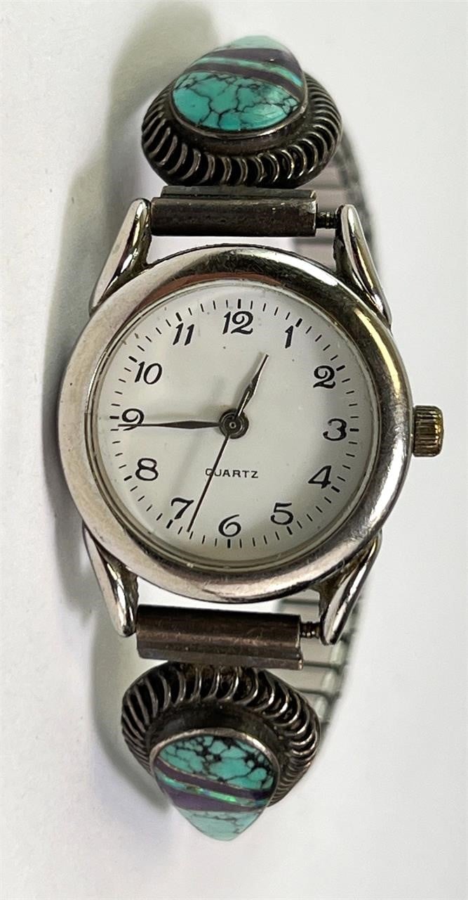 Vintage Native Sterling Watch Siged (Runnig Bear)