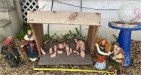 Ceramic Nativity Scene wooden stand, extra