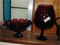 (2) Retro Amethyst Glass Vases