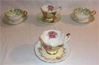 4 English bone china tea cups & saucers.