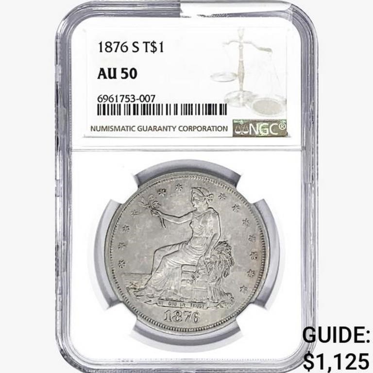 1876-S Silver Trade Dollar NGC AU50