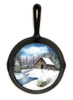 Hand Painted Cast Iron Skillet Winter Countryside