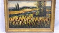 VTG Oil Painting of Countryside Scene by L. Wei