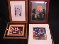 Group of four framed photographs including