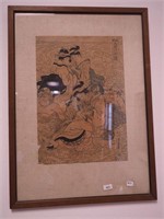 Framed trimmed Japanese woodblock print