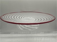 Swirl art glass footed plate