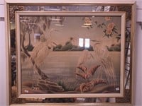1940s era print of storks by Turner in frame