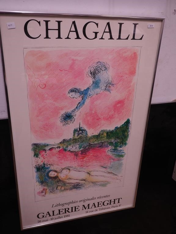 Chagal gallery poster, 35" x 22"