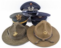 (5) Various Style US & Foreign Minitary Dress Caps