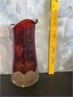 1911 Etched Ruby Pitcher