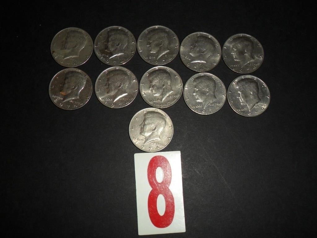 Lot of 11 - 1974  Kennedy Half Dollars