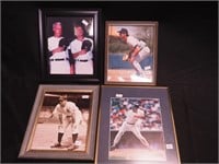 Four framed baseball photographs: two Don