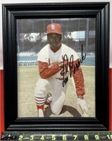 Framed Autographed Lou Brock St. Louis Cardinals