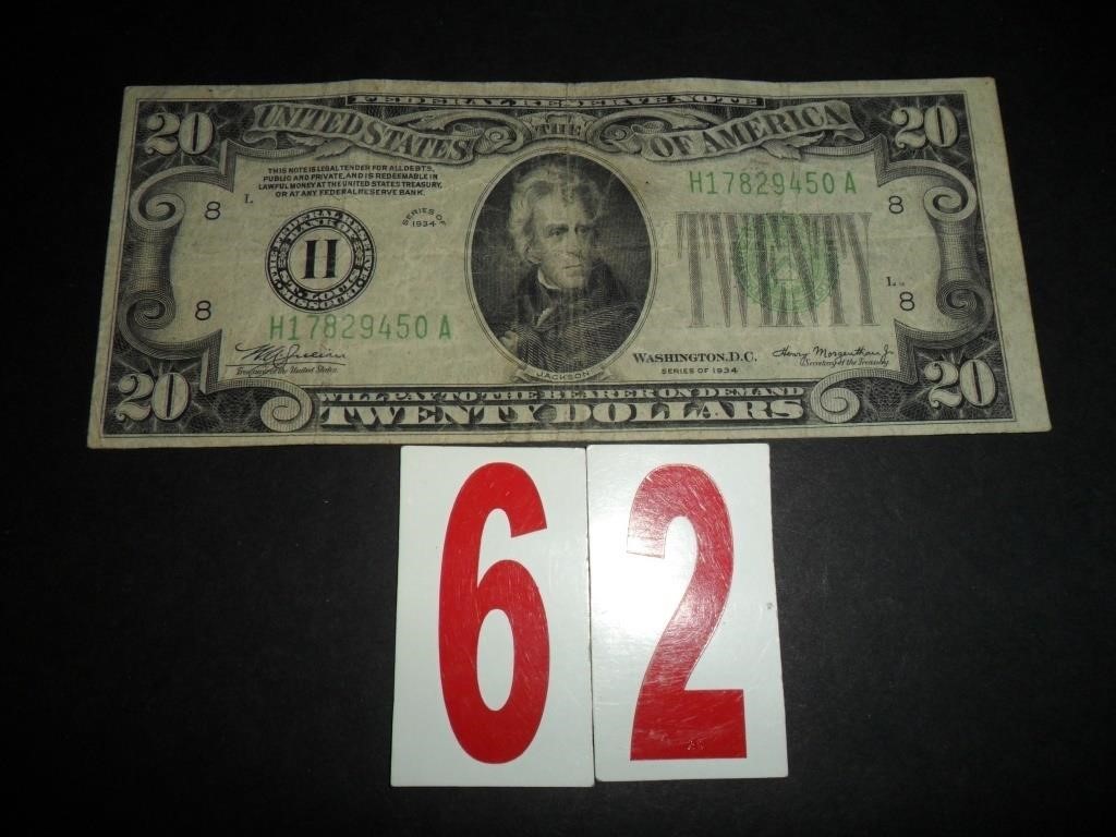 1934 $20 US Bill